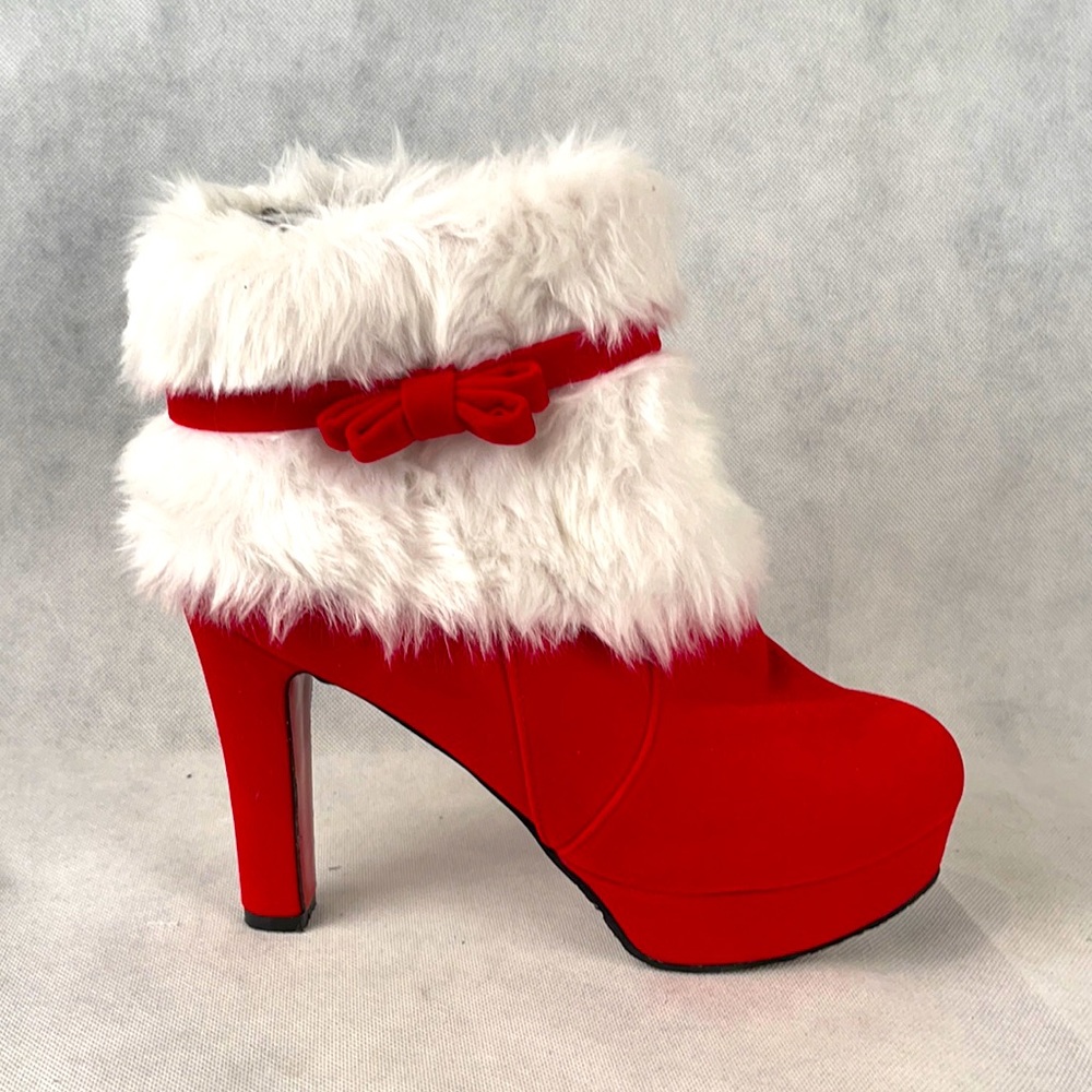 Santa Baby Red Velvet Platform Boots Sz 11.5/Euro 42